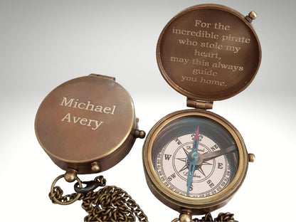 Engraved Compass, Personalized Gifts for Men, Custom Working Compass – Viking Accessories | Norse runes & Nordic jewelry