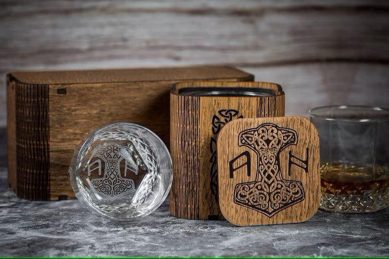 Glass with Viking Logo – Viking Accessories | Norse runes & Nordic jewelry