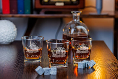 Personalized viking whiskey glass Whiskey glass set gift box