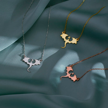 Gold Dragon Pendant Necklace – Viking | Norse runes & Nordic jewelry