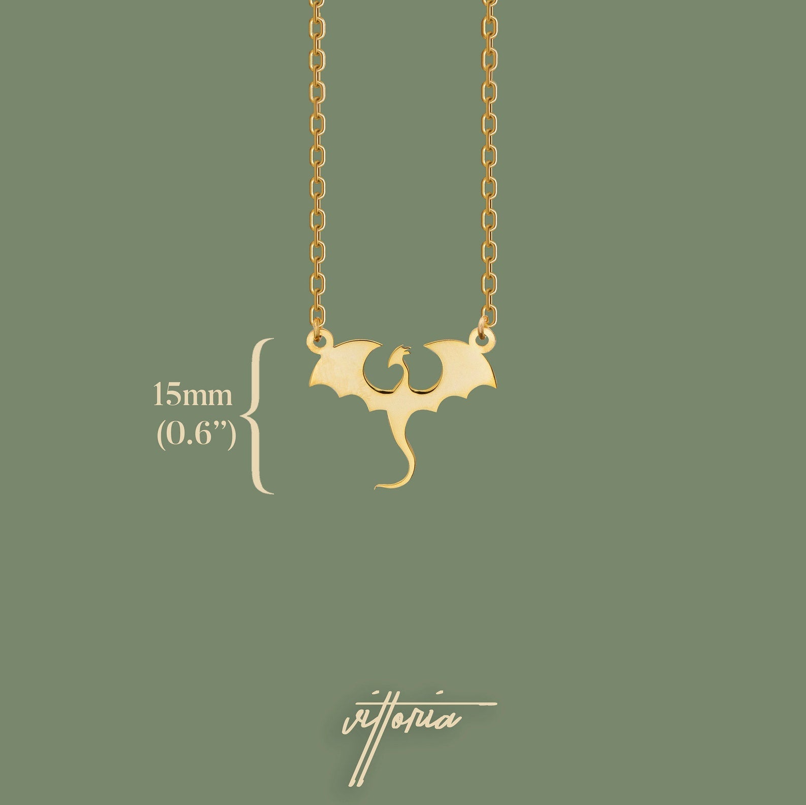 Gold Dragon Pendant Necklace – Viking | Norse runes & Nordic jewelry