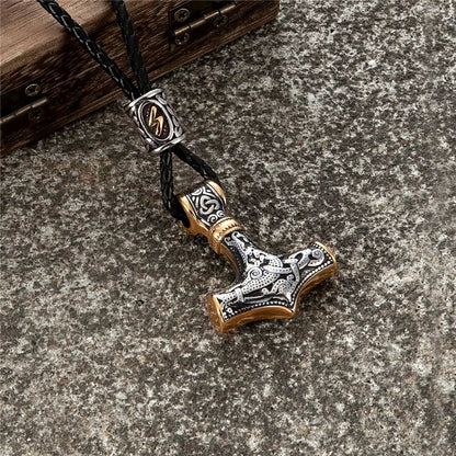 Gold Plated Mjolnir Necklace | Norse Runes Thor Hammer Pendant – Viking Necklace | Norse runes & Nordic jewelry