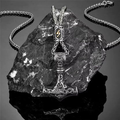 Gold Plated Mjolnir Necklace | Norse Runes Thor Hammer Pendant – Viking Necklace | Norse runes & Nordic jewelry