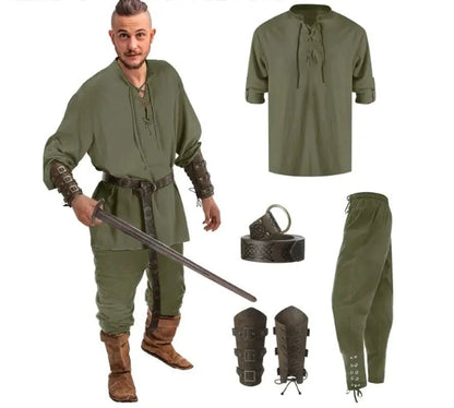 Halloween Viking Renaissance Costume Set – Medieval 4 - Piece Outfit – Viking fashion | Norse runes & Nordic jewelry