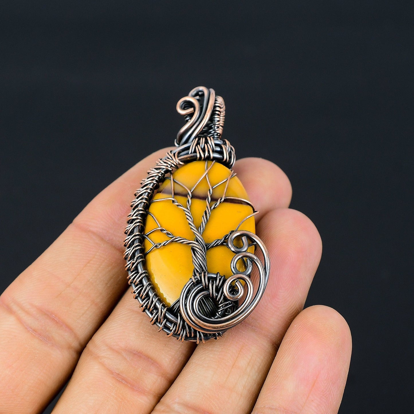 Handmade Copper Mookaite Pendant – Viking jewerly | Norse runes & Nordic jewelry