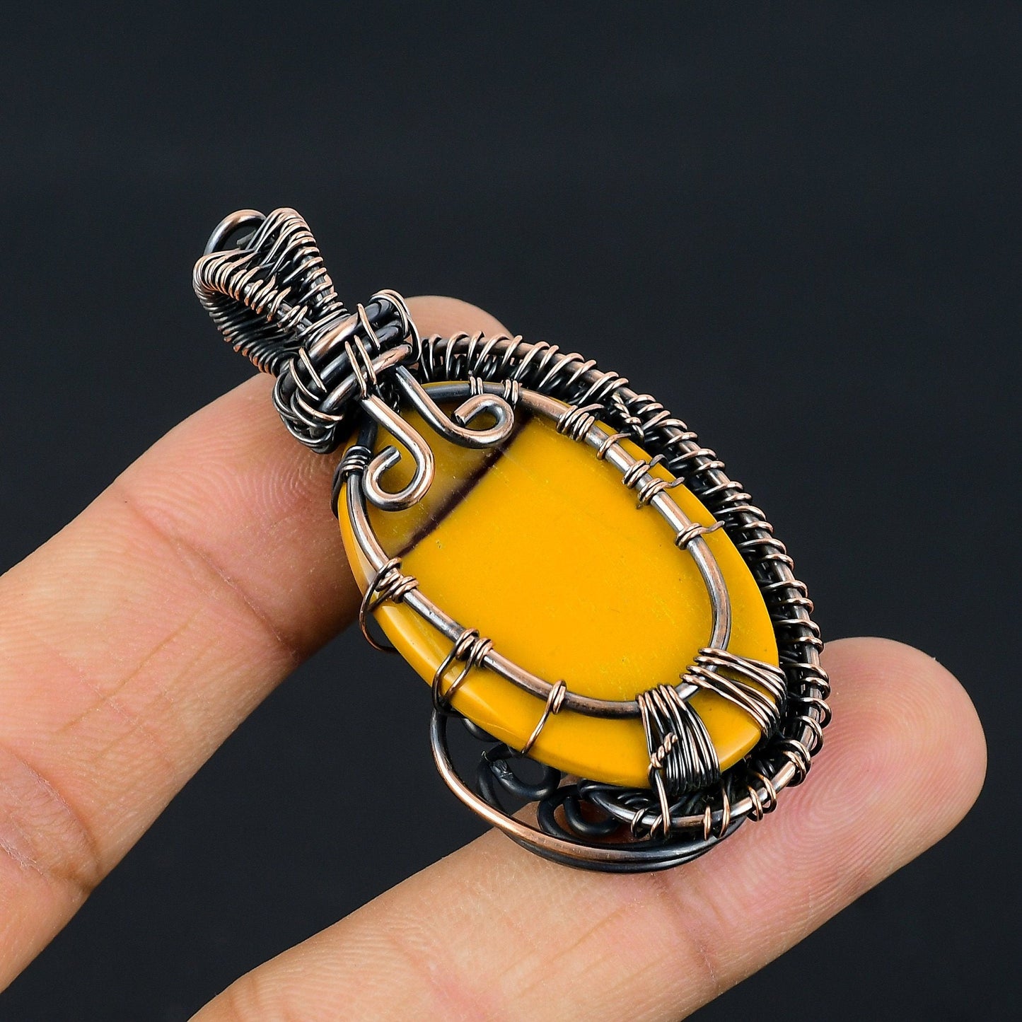 Handmade Copper Mookaite Pendant – Viking jewerly | Norse runes & Nordic jewelry