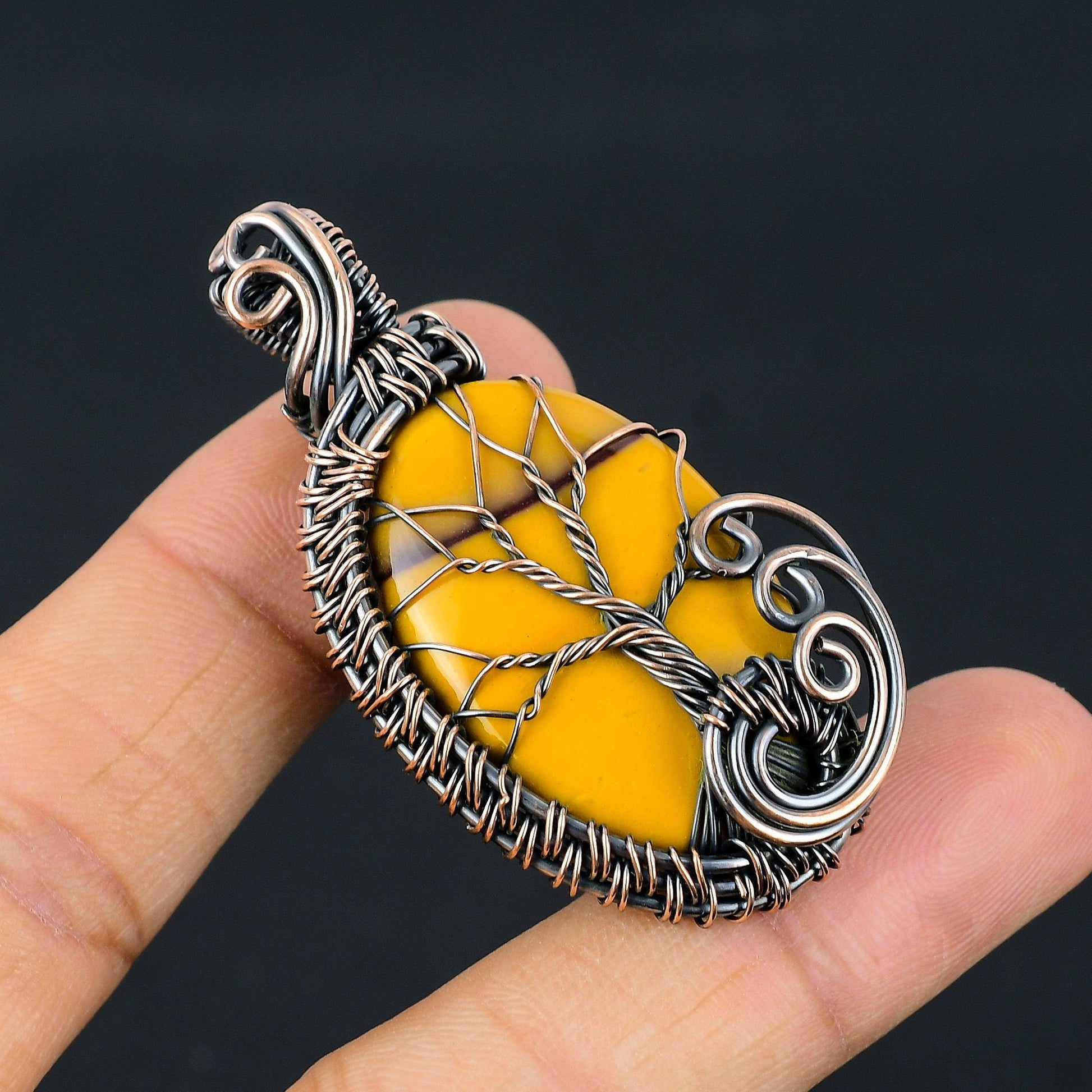 Handmade Copper Mookaite Pendant – Viking jewerly | Norse runes & Nordic jewelry