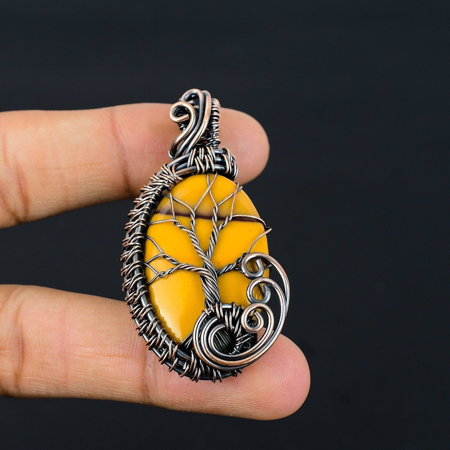 Handmade Copper Mookaite Pendant – Viking jewerly | Norse runes & Nordic jewelry