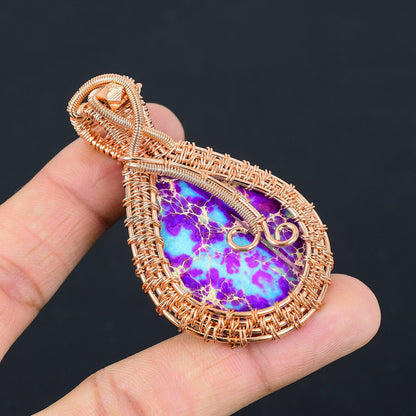 Handmade Purple Jasper Copper Pendant – Viking Amulet – Viking jewerly | Norse runes & Nordic jewelry