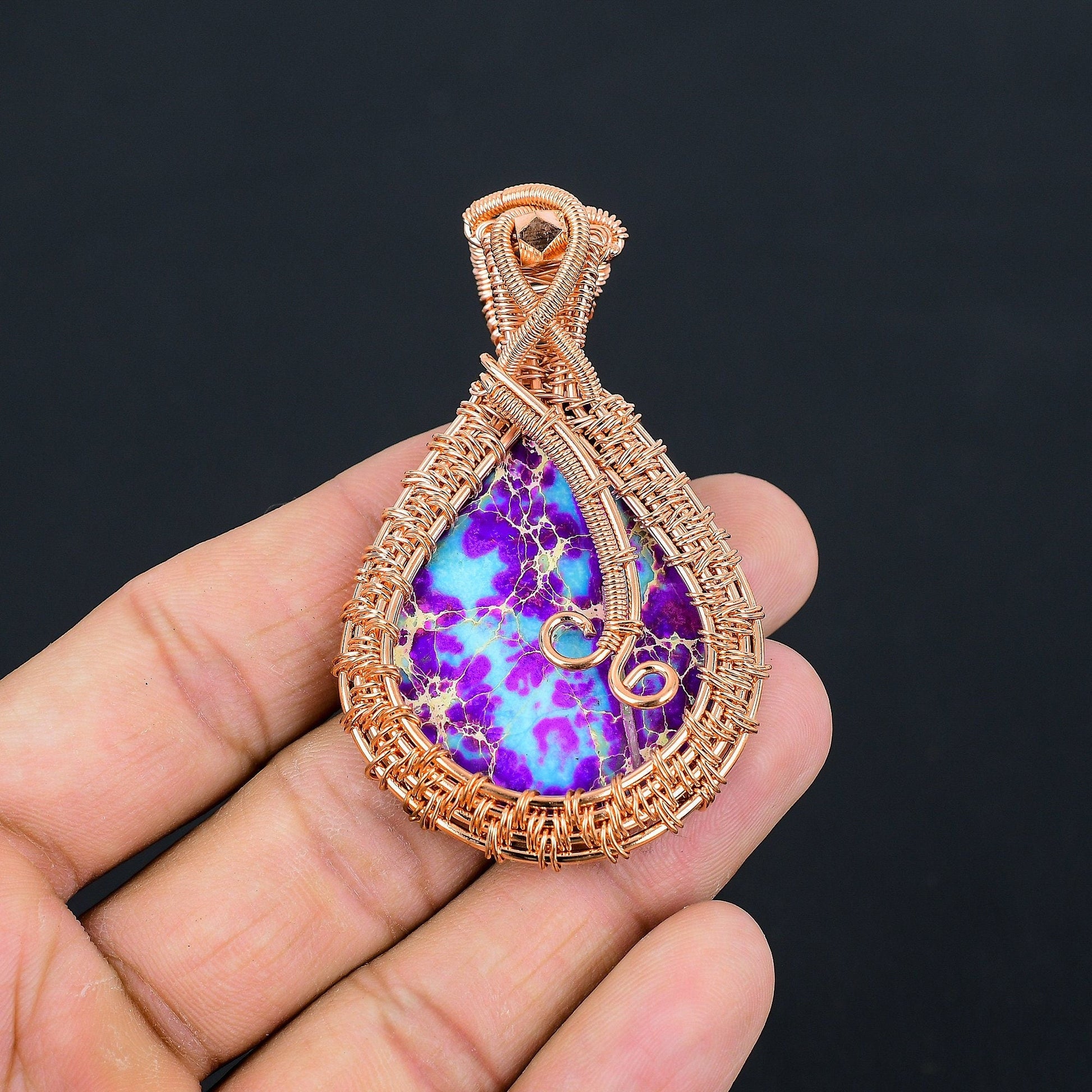 Handmade Purple Jasper Copper Pendant – Viking Amulet – Viking jewerly | Norse runes & Nordic jewelry