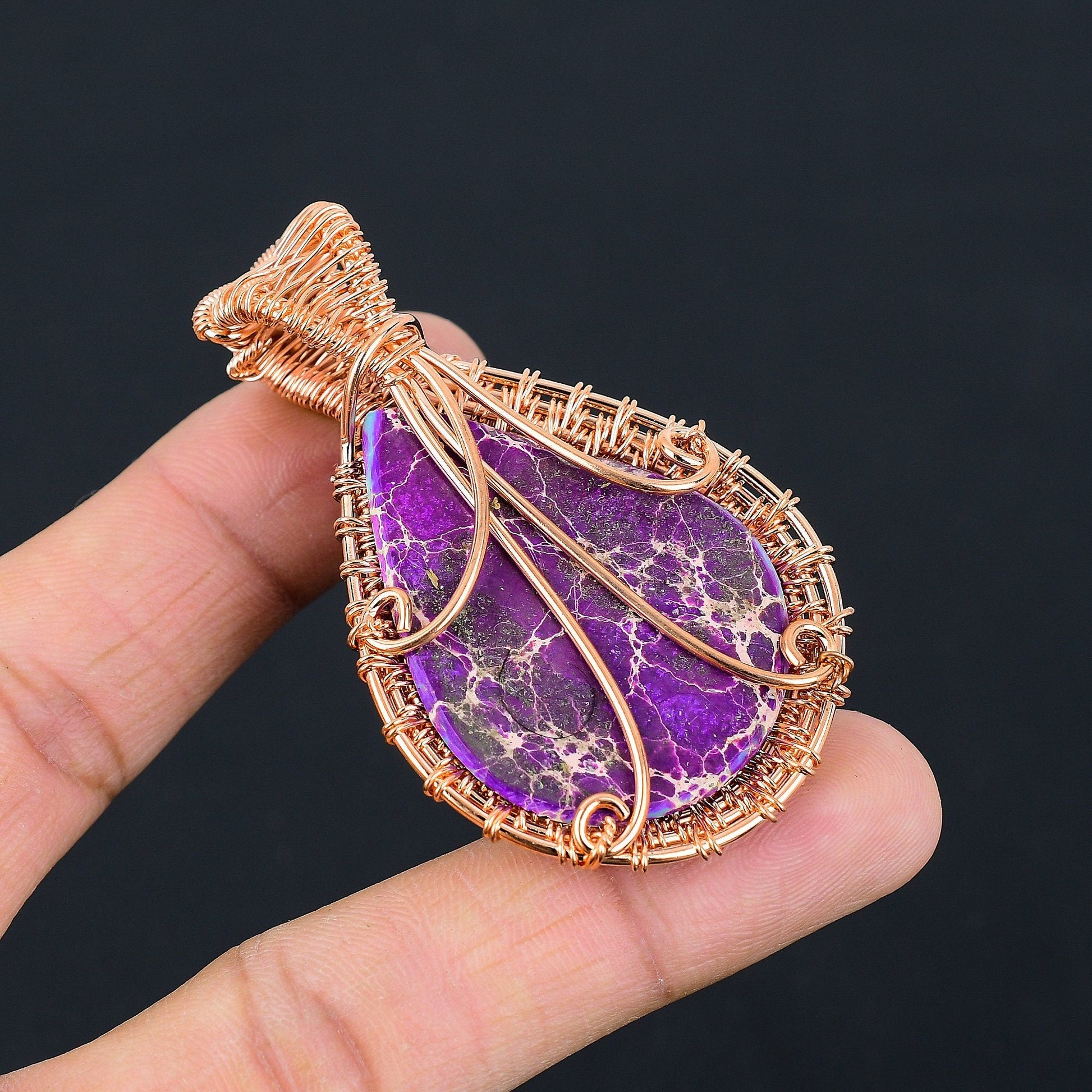 Handmade Purple Jasper Copper Pendant – Viking Amulet – Viking jewerly | Norse runes & Nordic jewelry