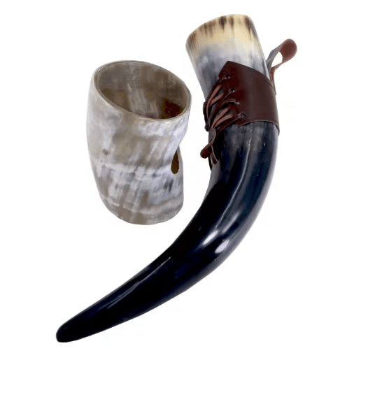 Handmade Viking Ox Horn Mug – Beer & Wine Goblet – Viking Accessories | Norse runes & Nordic jewelry