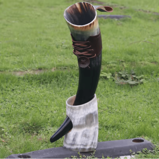 Handmade Viking Ox Horn Mug – Beer & Wine Goblet – Viking Accessories | Norse runes & Nordic jewelry