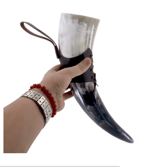 Handmade Viking Ox Horn Mug – Beer & Wine Goblet – Viking Accessories | Norse runes & Nordic jewelry