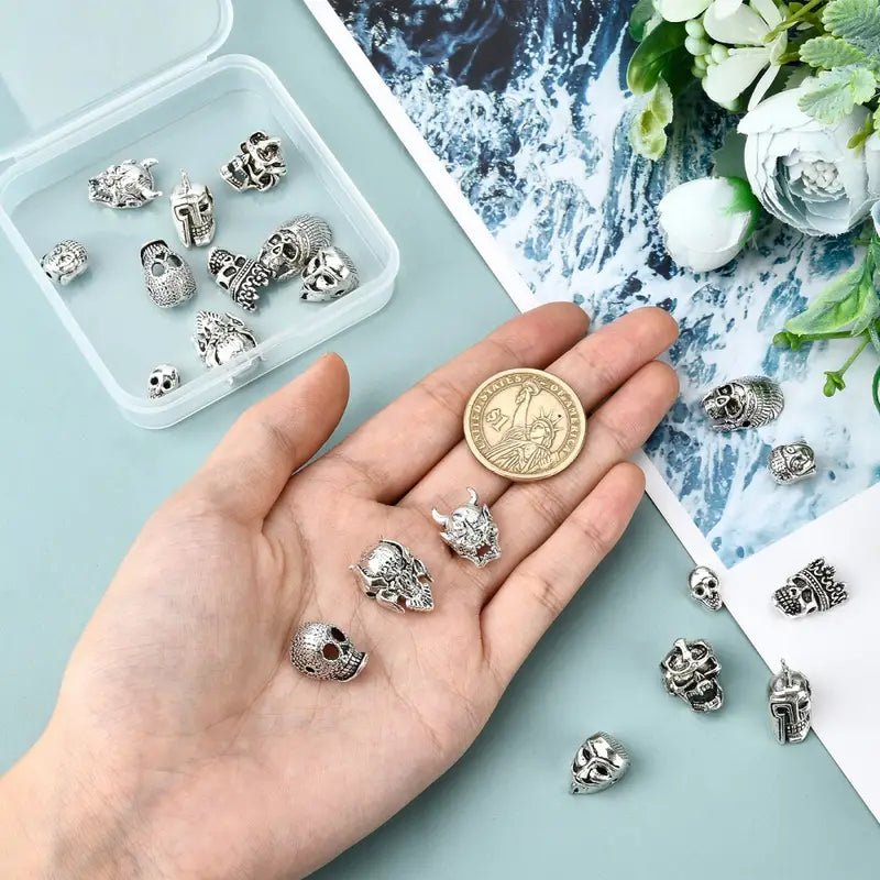 Head Beads Charms Antique Silvery Spacer Beads – Viking Accessories | Norse runes & Nordic jewelry