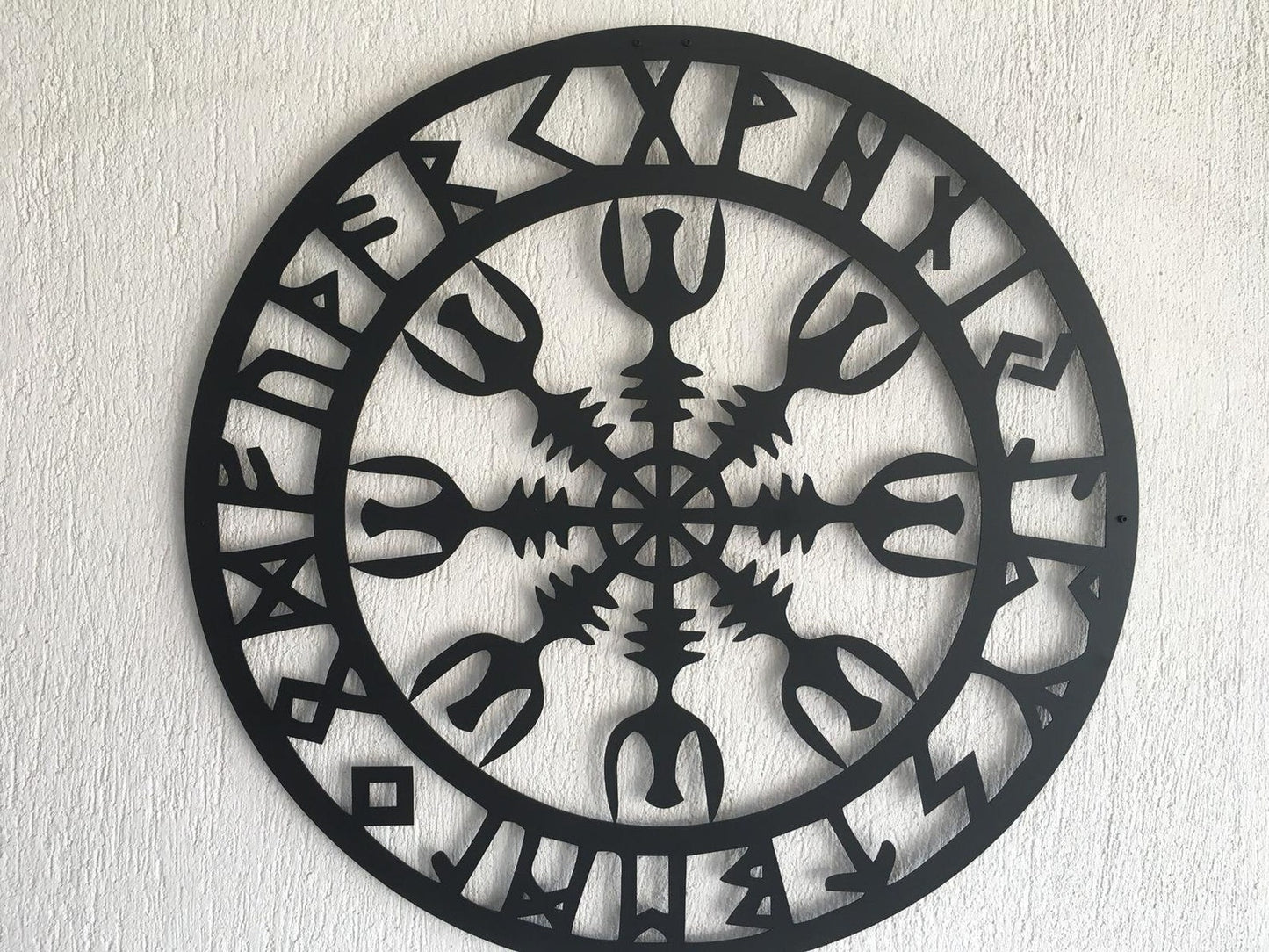 Metal Viking Decor, Nordic Mythology Vegvisir Runes Symbols