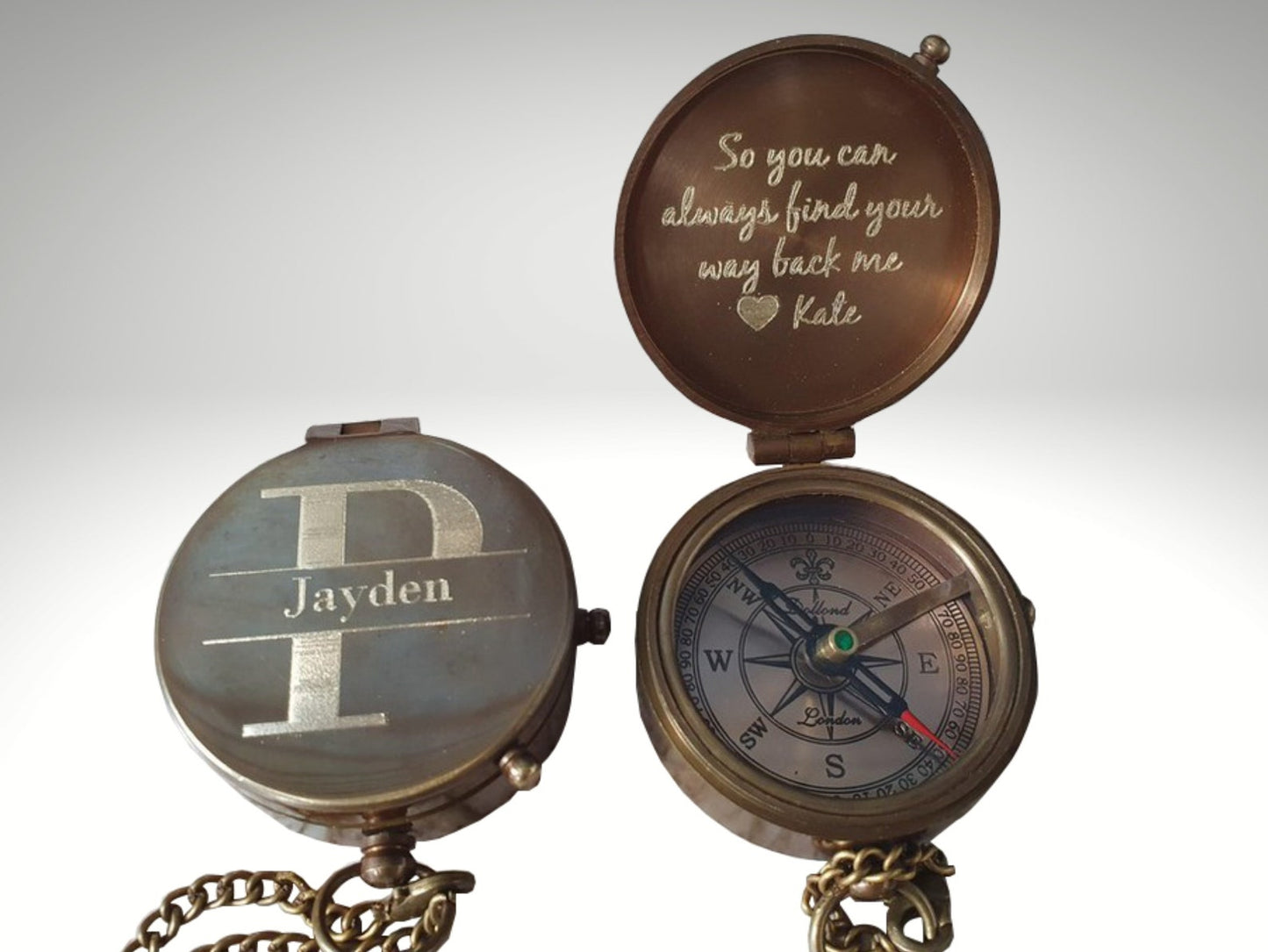 Engraved Compass, Personalized Gifts for Men, Custom Working Compass