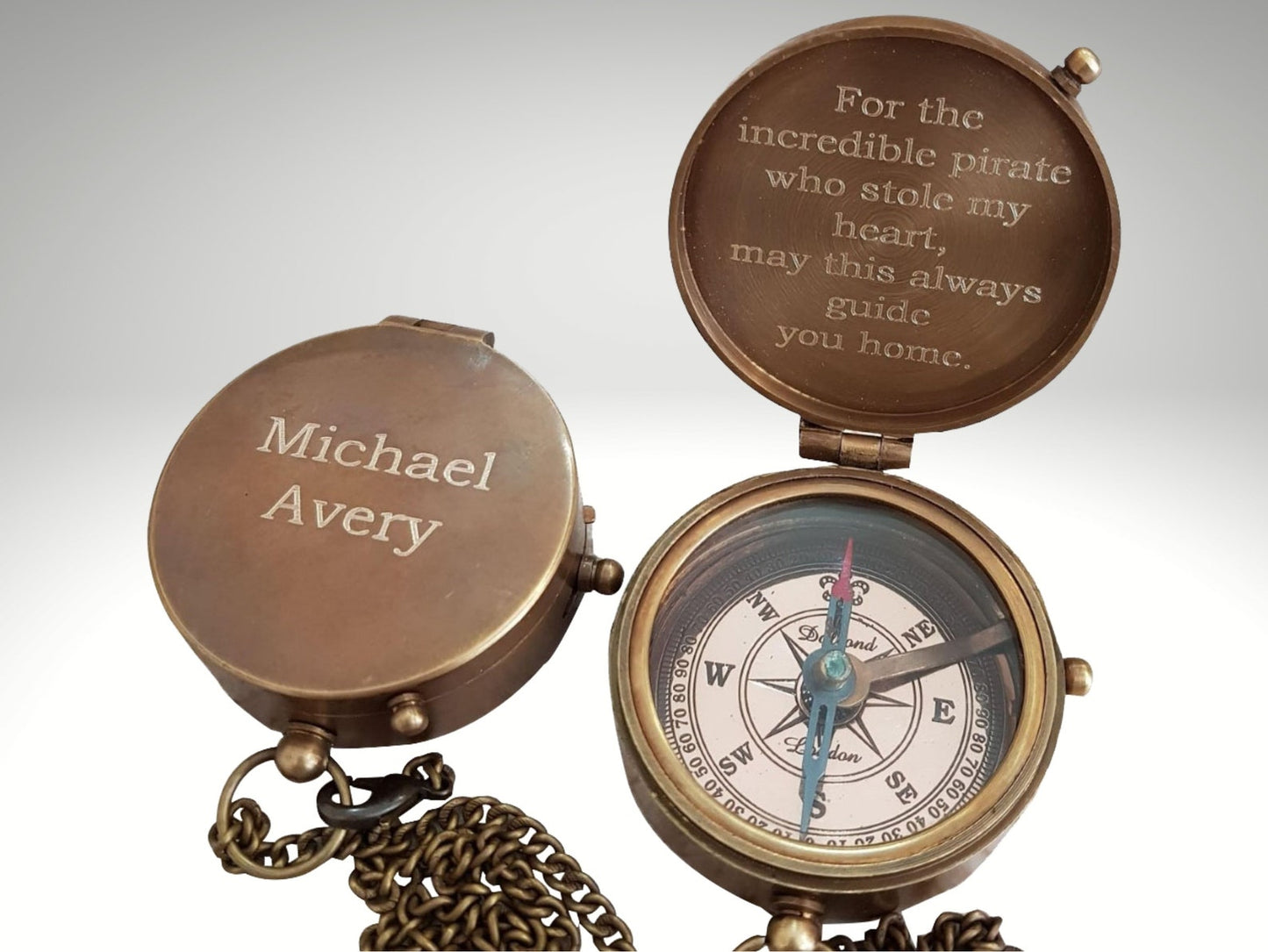 Engraved Compass, Personalized Gifts for Men, Custom Working Compass