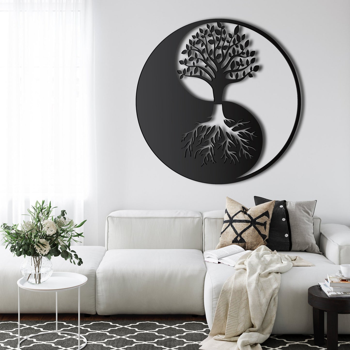 Metal Yin Yang Decor, Tree of Life Wall Decoration