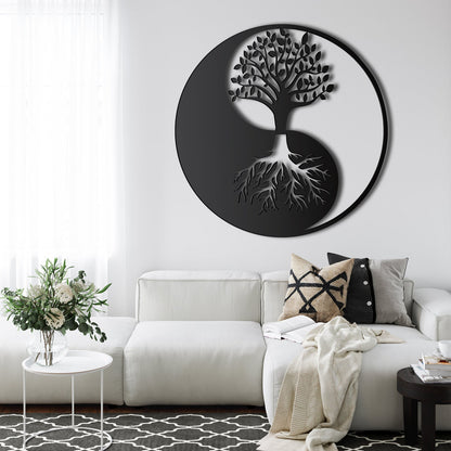 Metal Yin Yang Decor, Tree of Life Wall Decoration