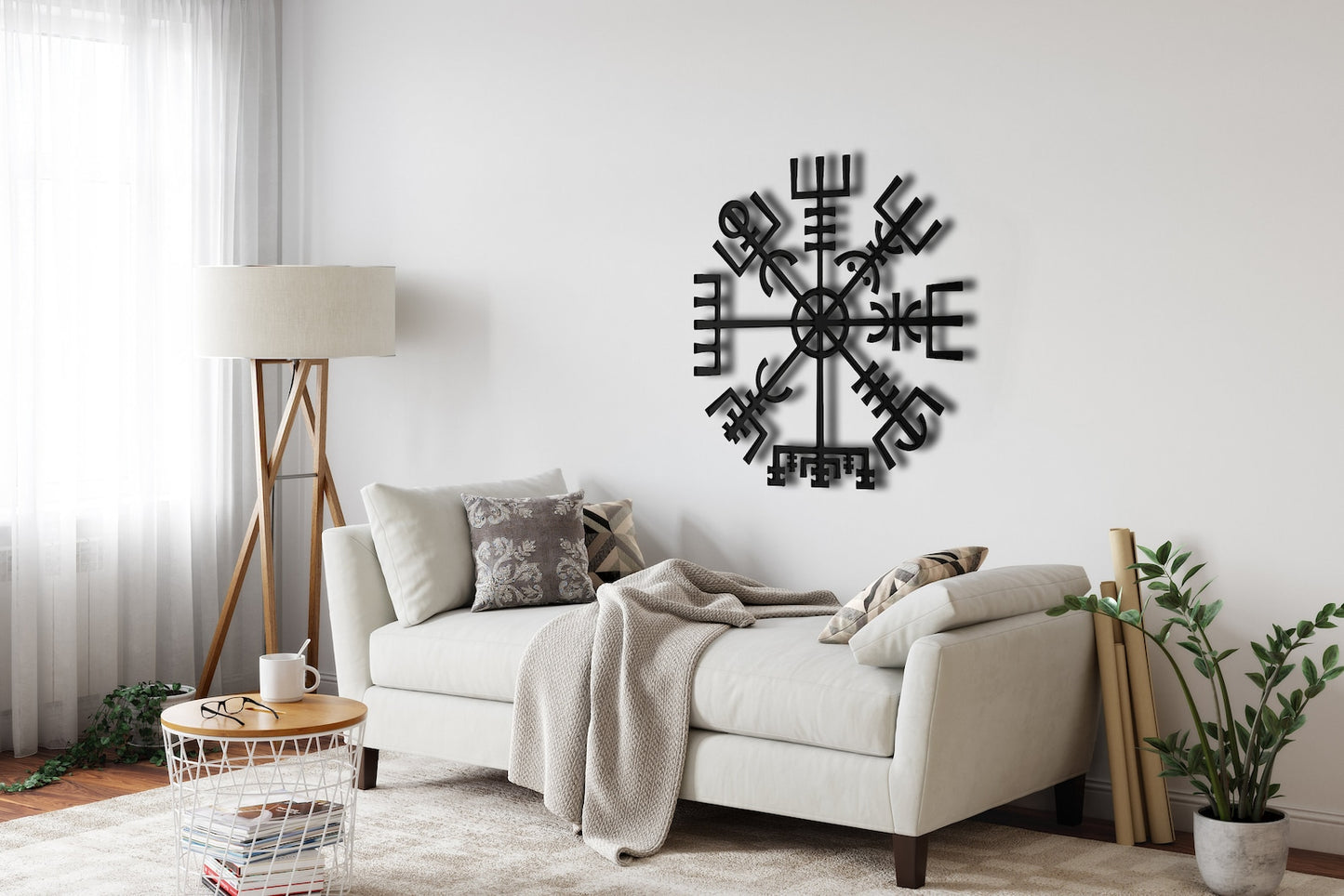 Metal Viking Decor, Nordic Mythology Vegvisir Runes Symbols