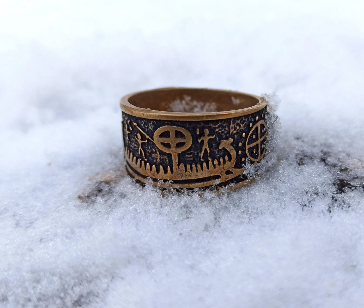 Petroglyph viking nordic ring | norse jewelry | sun wheel