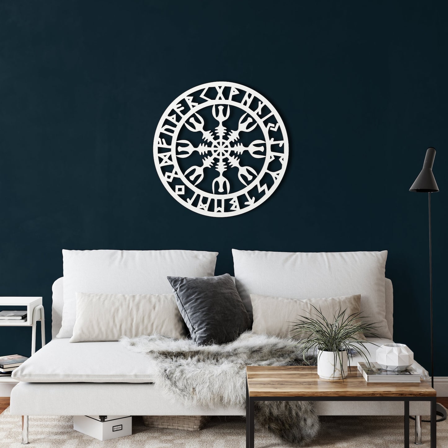 Metal Viking Decor, Nordic Mythology Vegvisir Runes Symbols