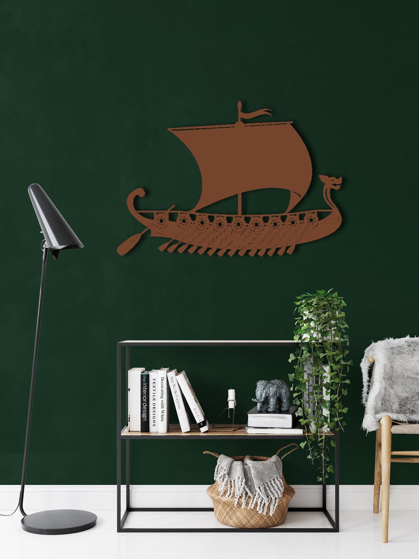 Viking Ship Metal Wall Decor  Nordic Symbols Vintage Ship Art