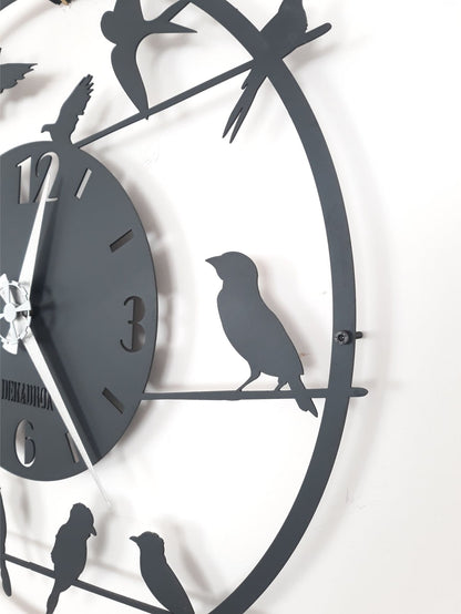 Metal Wall Clock, Metal Birds Art, Metal Wall Art, Modern Wall Decor