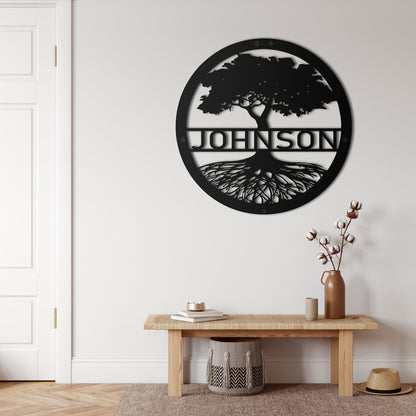 Personalized Family Tree, Tree of Life Wall Art, Metal Family Name Sign