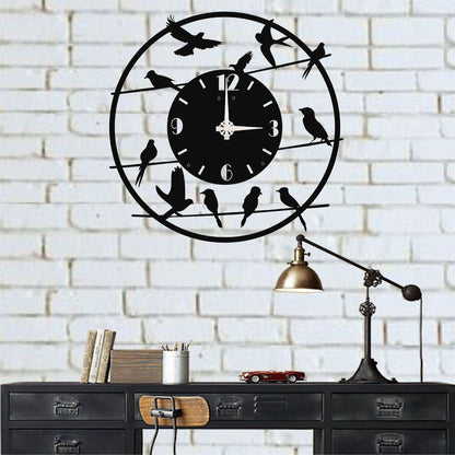 Metal Wall Clock, Metal Birds Art, Metal Wall Art, Modern Wall Decor