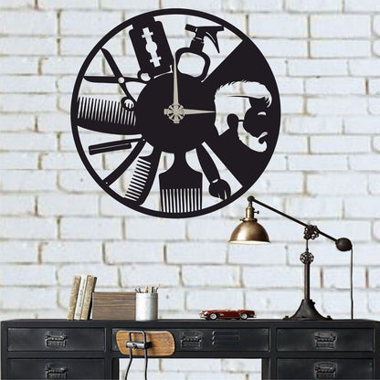 Metal Wall Clock, Metal Barber Tools Art,Modern Wall Decor