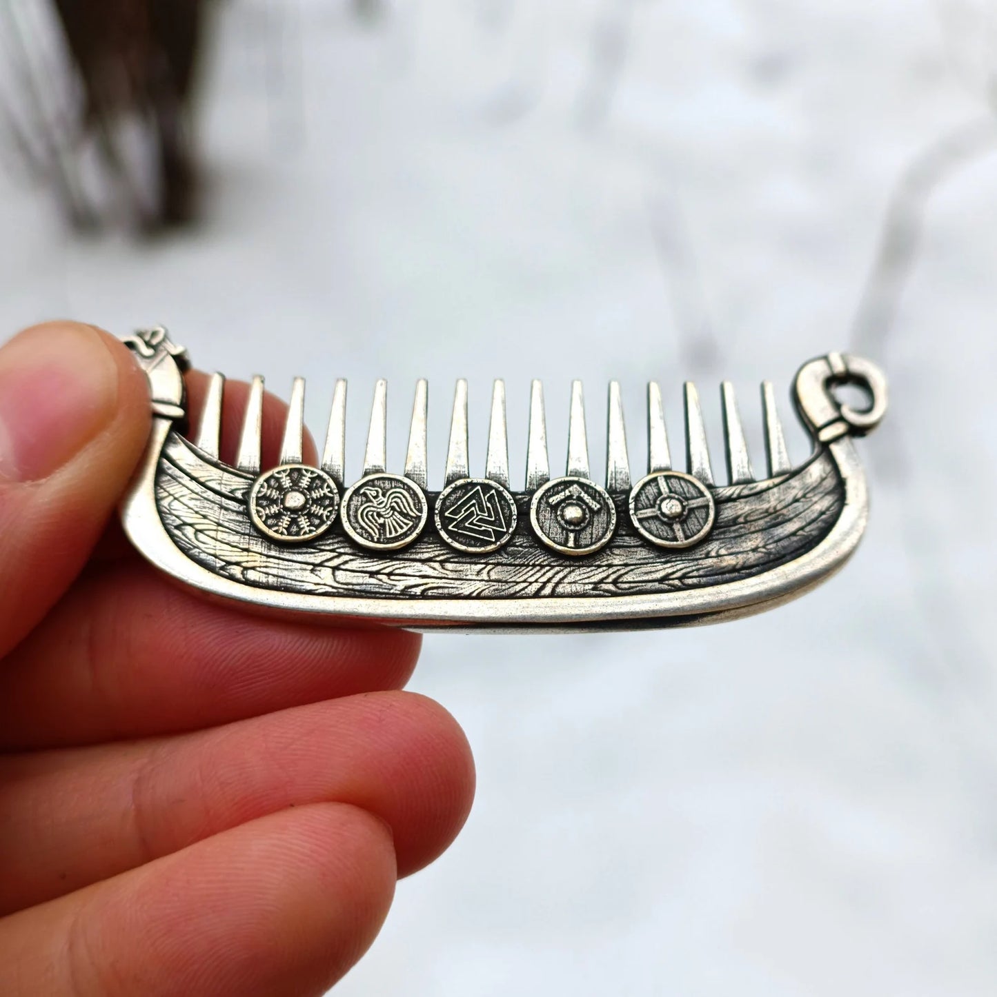 Viking ship beard care comb | Norse husband wedding gift