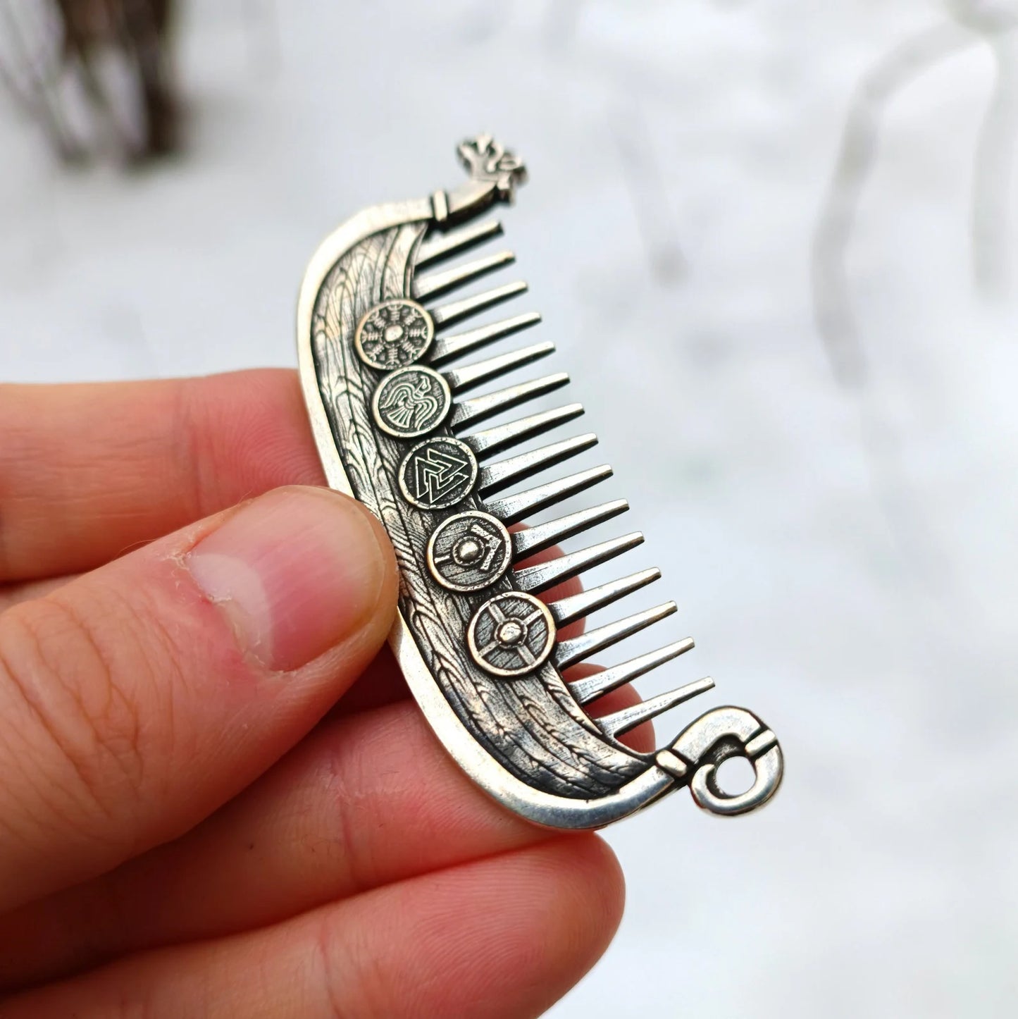 Viking ship beard care comb | Norse husband wedding gift