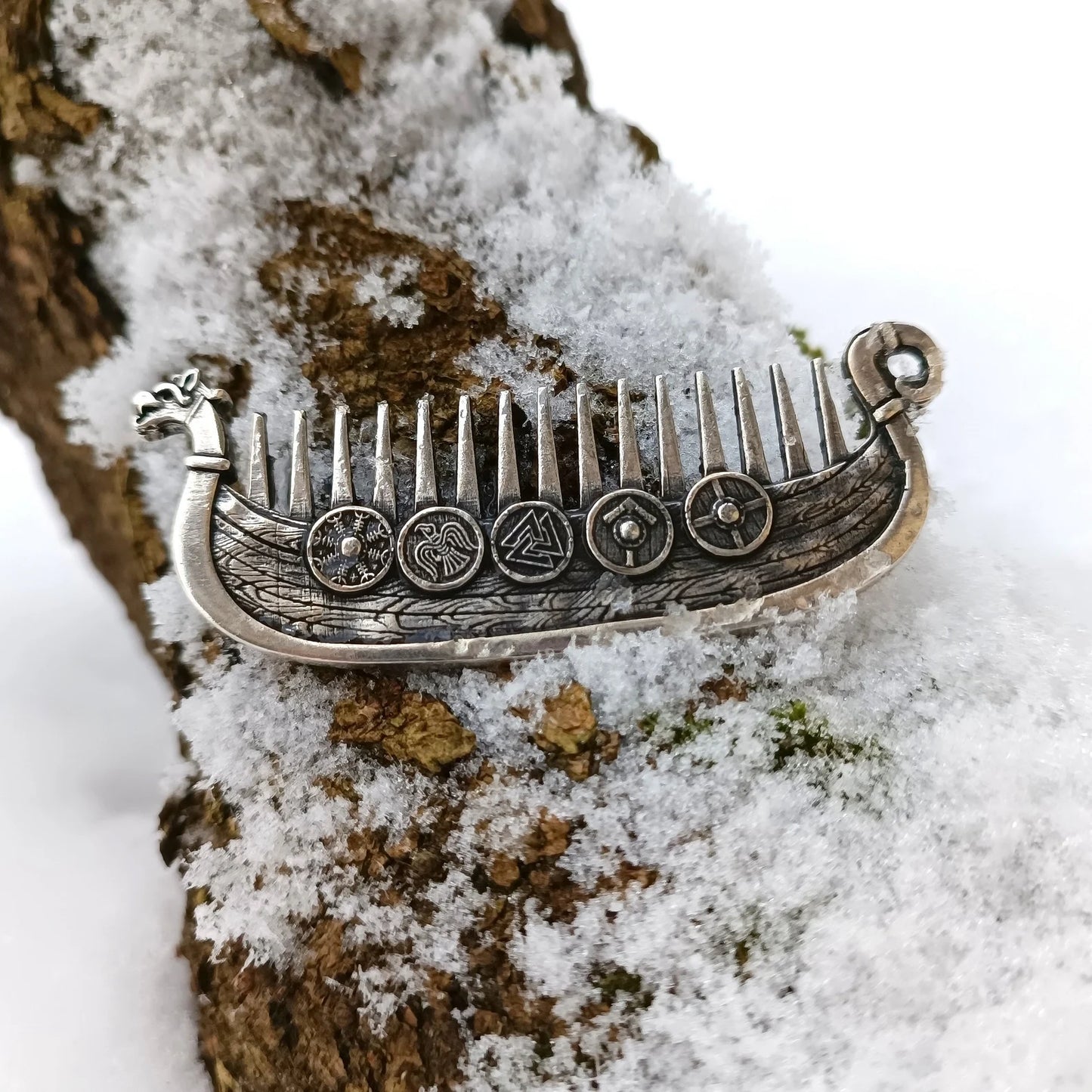 Viking ship beard care comb | Norse husband wedding gift