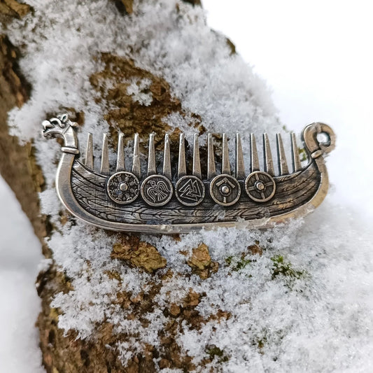 Viking ship beard care comb | Norse husband wedding gift