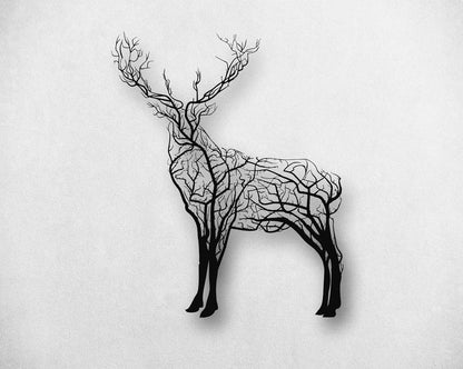 Metal Tree Deer Art, Metal Wall Decor,Wildlife Lover Gift