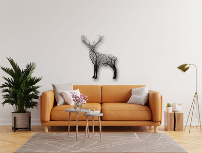 Metal Tree Deer Art, Metal Wall Decor,Wildlife Lover Gift