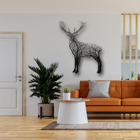 Metal Tree Deer Art, Metal Wall Decor,Wildlife Lover Gift