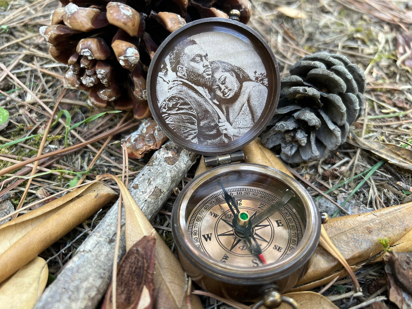 Engraved Compass, Personalized Gifts for Men, Custom Working Compass