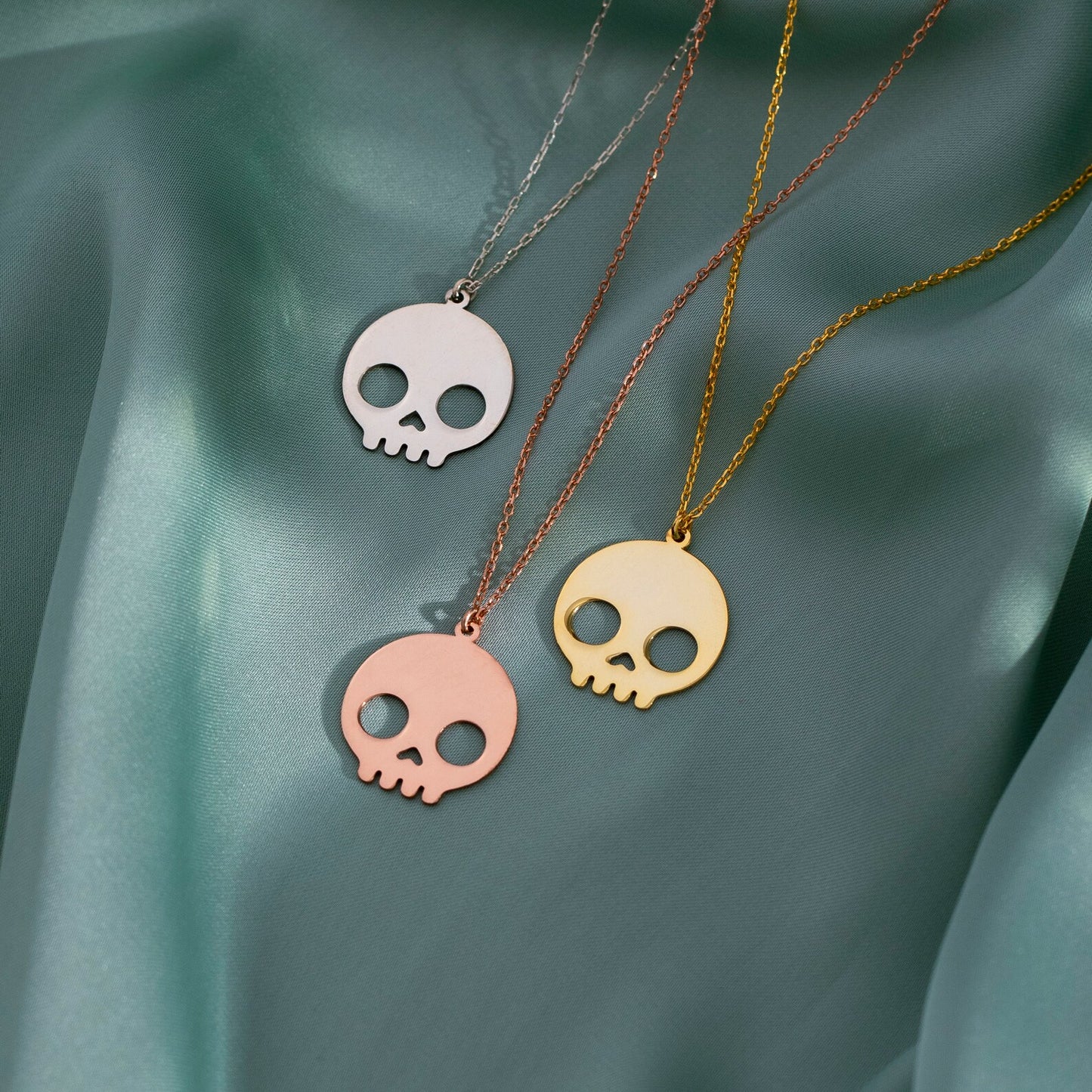 925 Silver Skull Necklace, Halloween Necklace | Gold Gothic Necklace