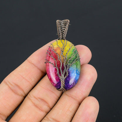 Tree Of Life Solar Quartz Pendant Gemstone Copper Wire Wrapped Pendant Copper Jewelry Quartz Jewelry