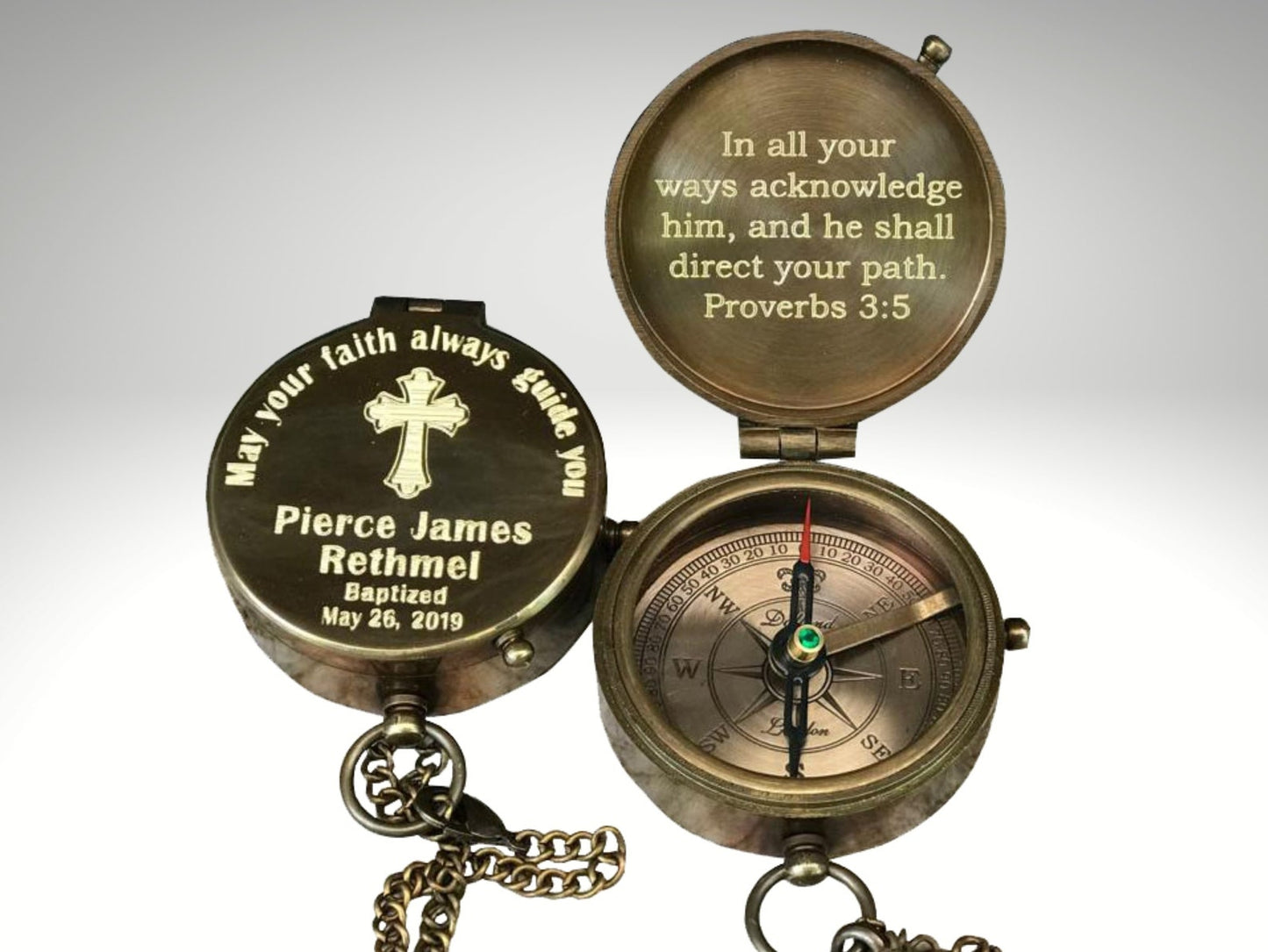 Engraved Compass, Personalized Gifts for Men, Custom Working Compass