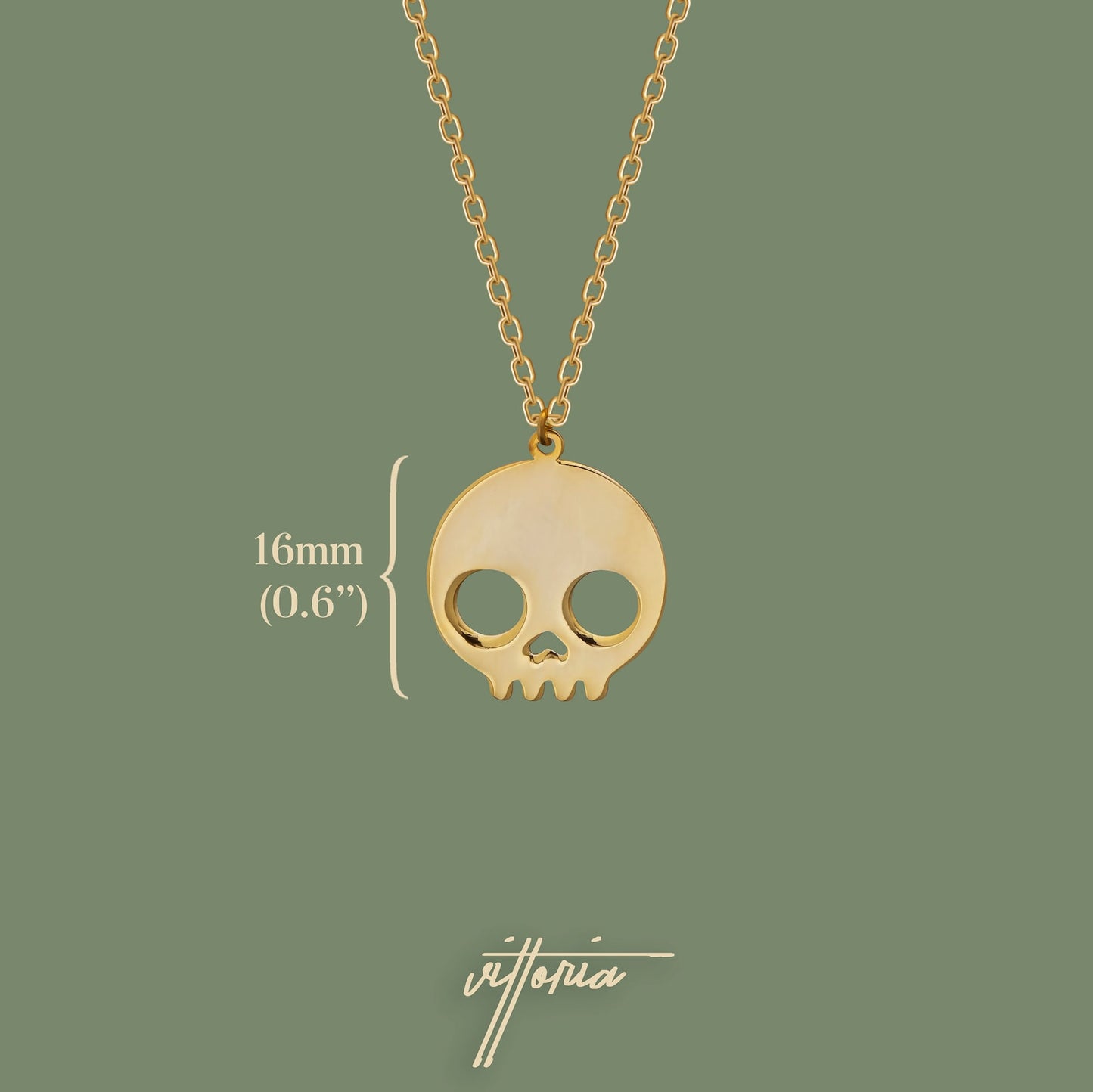 925 Silver Skull Necklace, Halloween Necklace | Gold Gothic Necklace