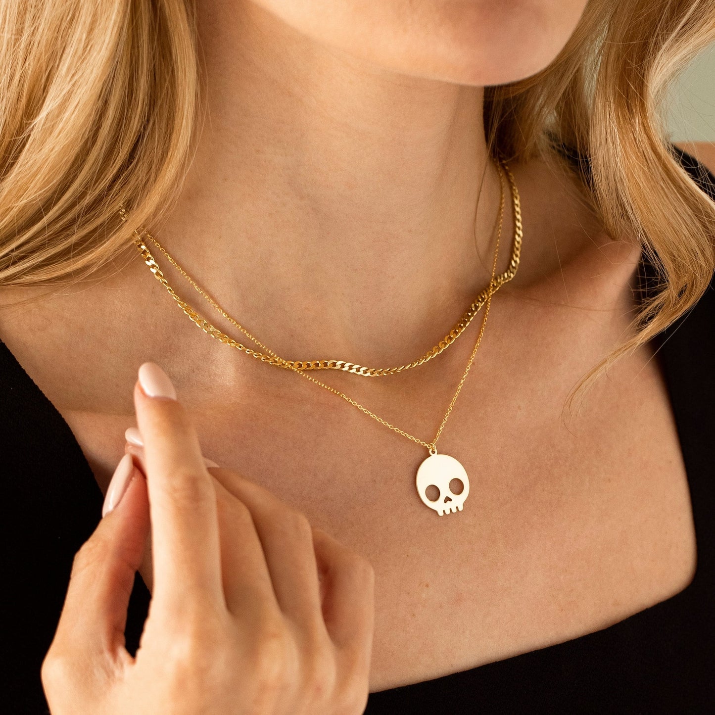 925 Silver Skull Necklace, Halloween Necklace | Gold Gothic Necklace