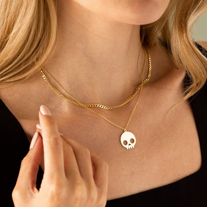 925 Silver Skull Necklace, Halloween Necklace | Gold Gothic Necklace