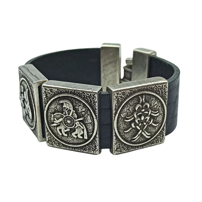 Odin leather wrist cuff bracelet | Viking jewelry men