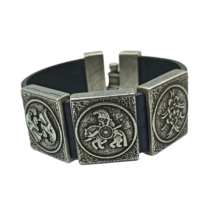 Odin leather wrist cuff bracelet | Viking jewelry men