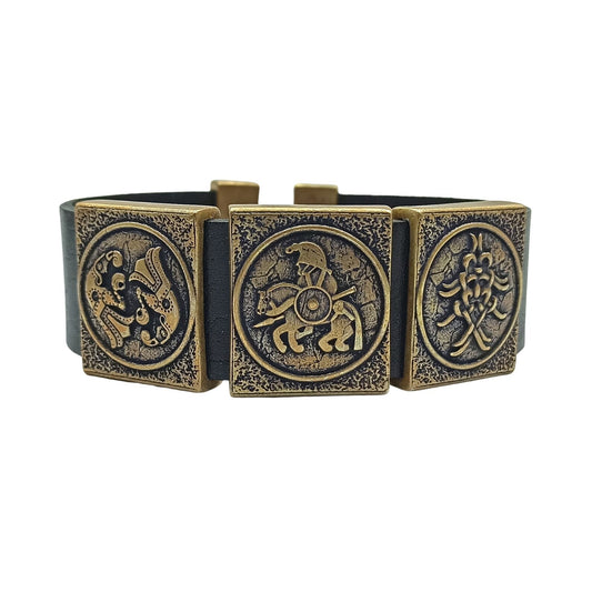 Odin leather wrist cuff bracelet | Viking jewelry men