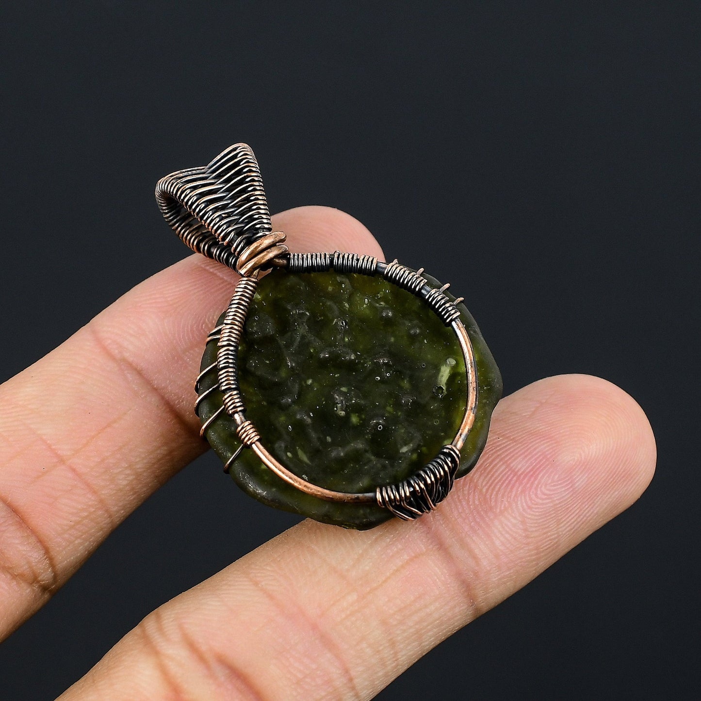 Tree Of Life Moldavite Pendant Moldavite Gemstone Copper Wire Wrapped Pendant Copper Jewelry Moldavite Jewelry Handmade